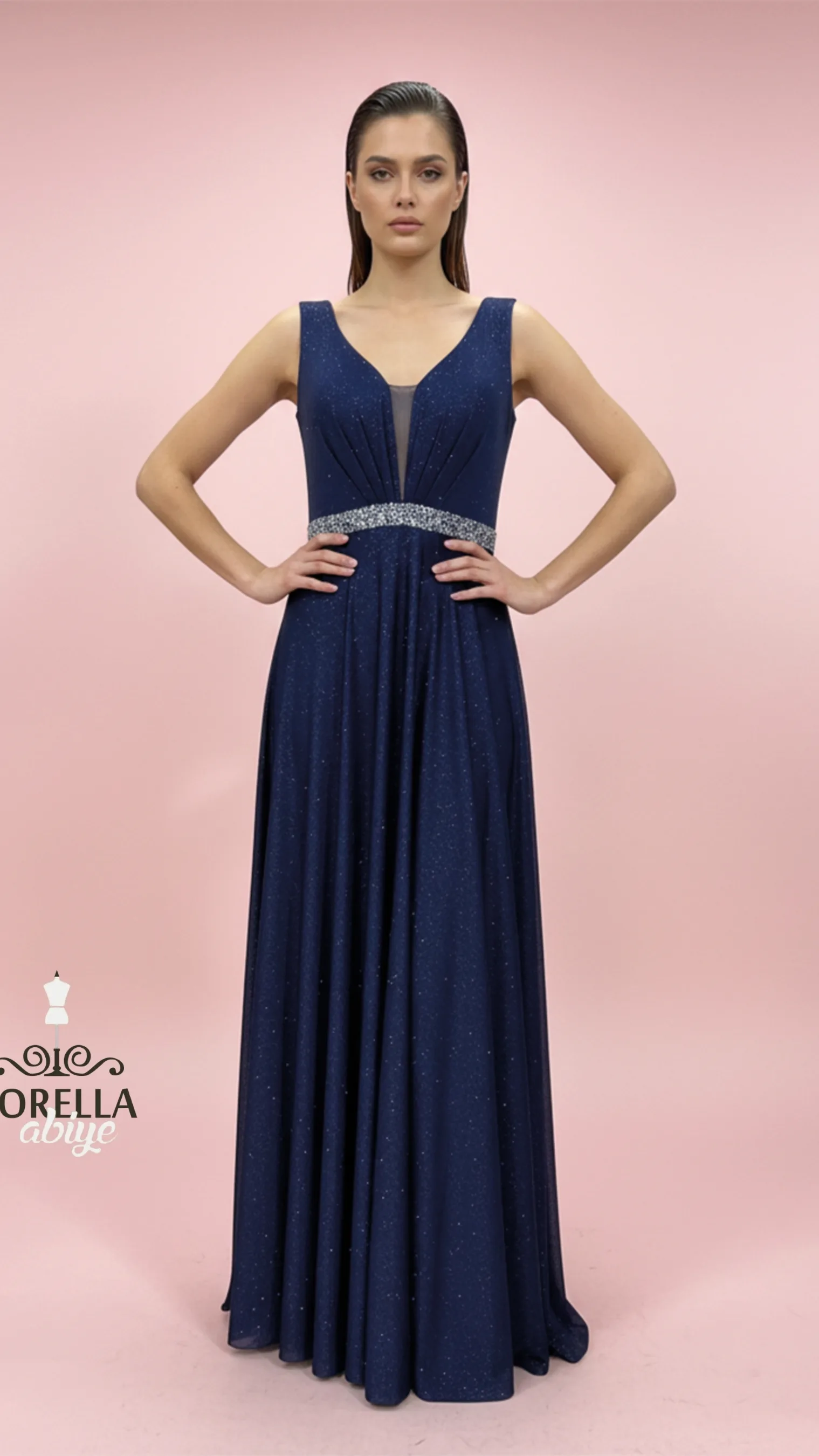 Evening Dress 25197 in Black Silver, front view