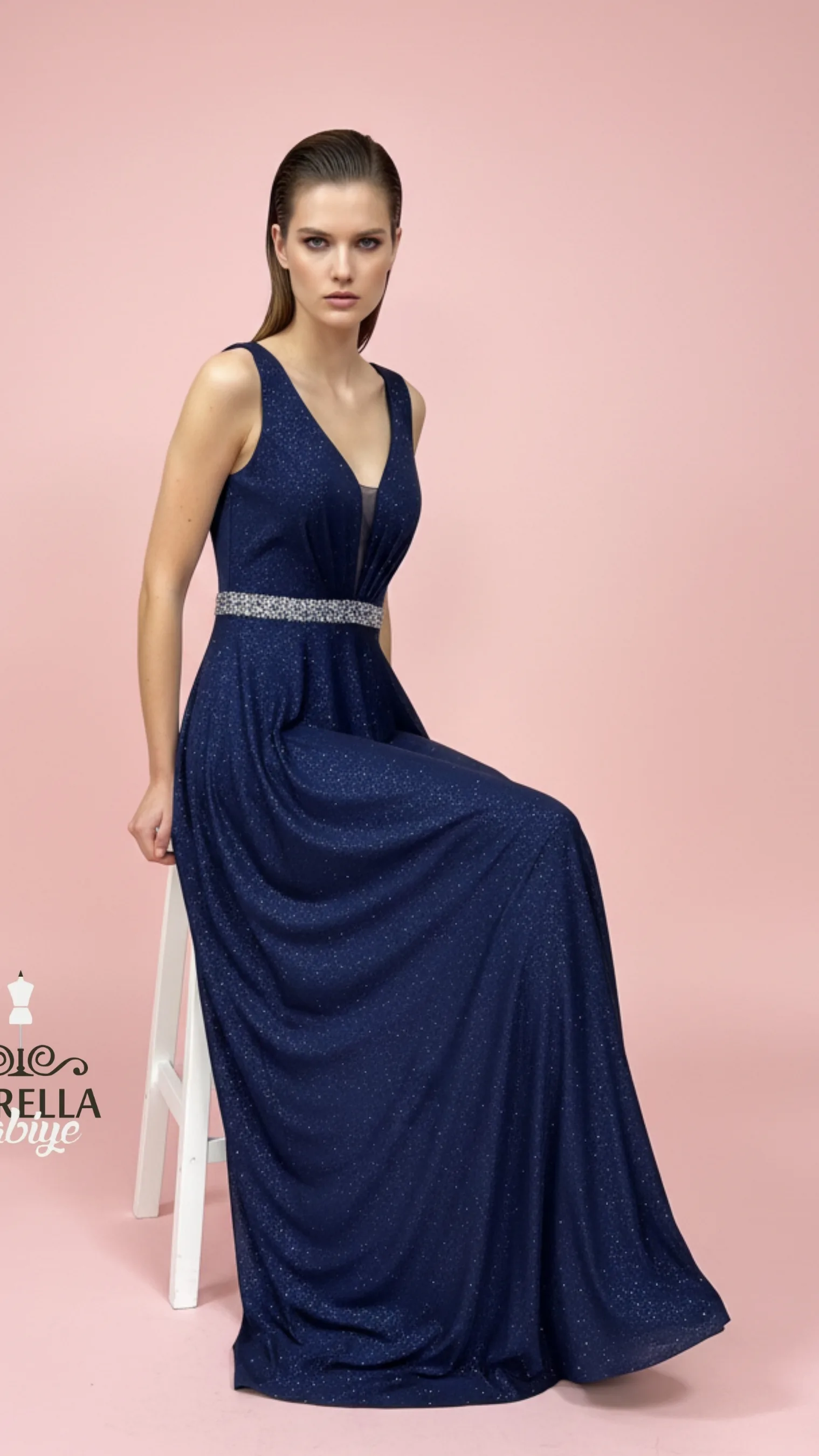 Evening Dress 25197 in Black Silver, detail view