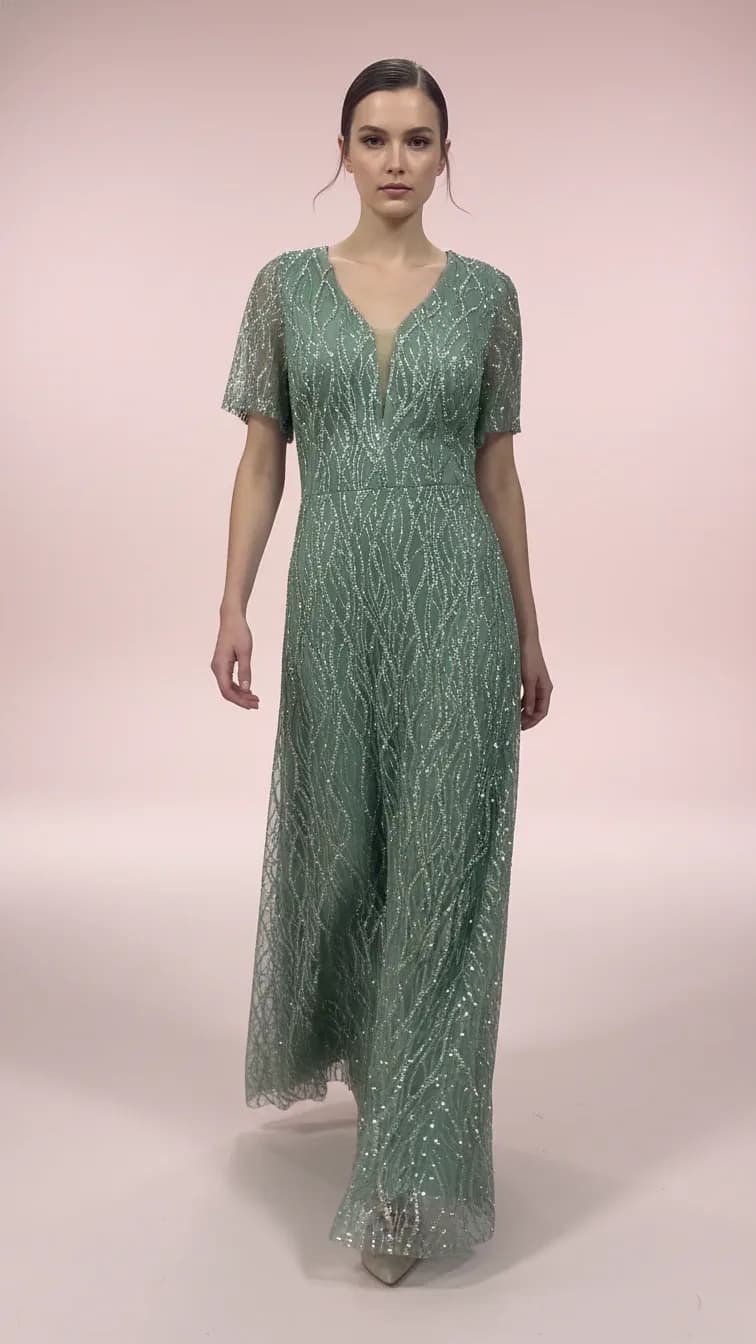 Plus Size Evening Dress 25200 in Emerald, front view