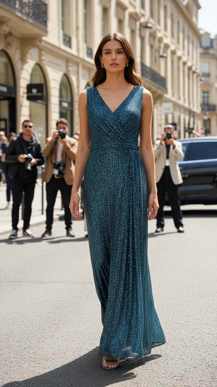 Evening Dress 25218 in Silver, detail view