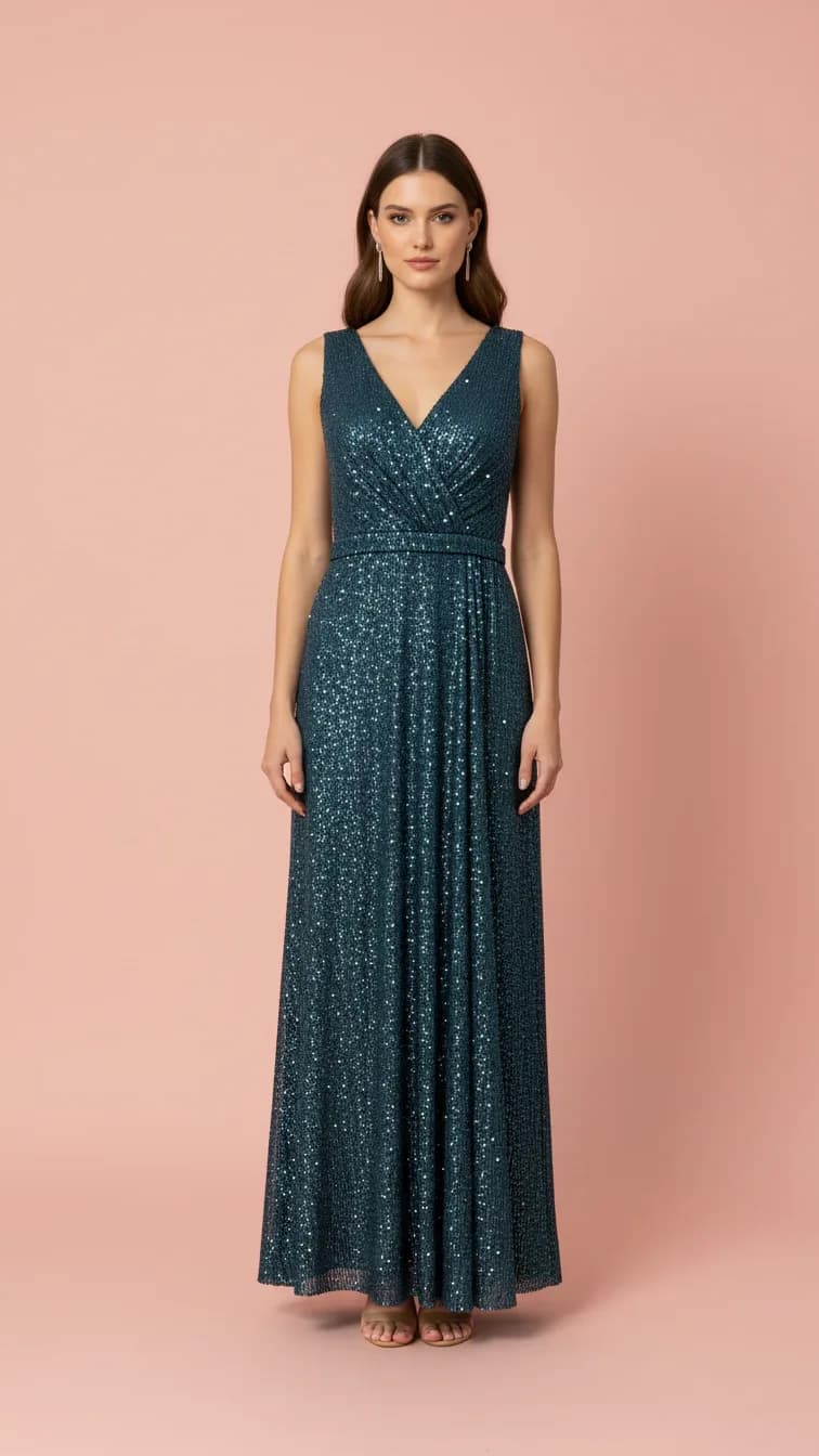 Evening Dress 25218 in Silver, back view