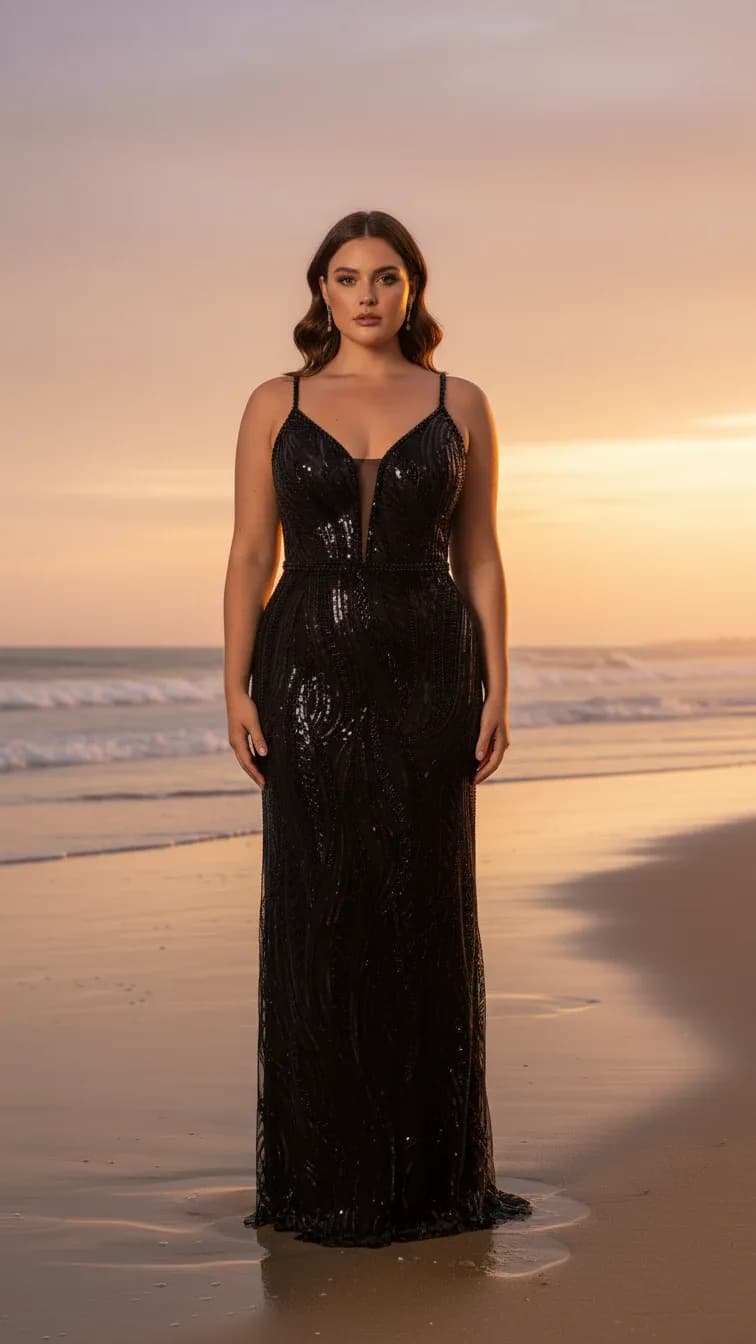 Evening Dress 25250 in Black, back view
