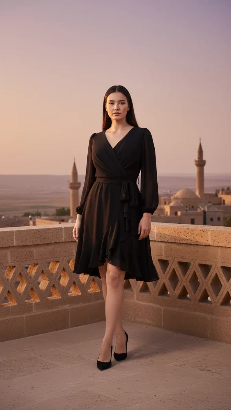 Evening Dress 26258 in Black, front view