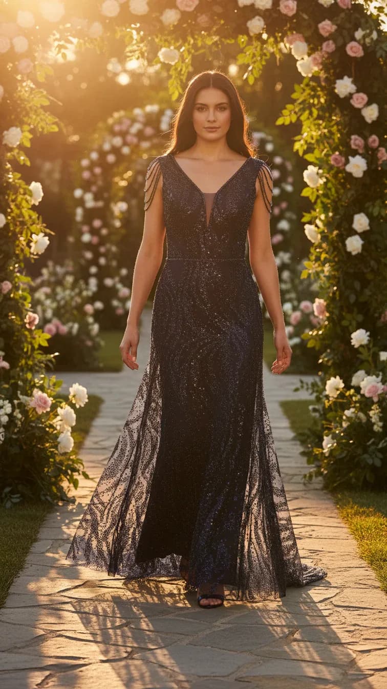 Evening Dress 26260 in Black, detail view